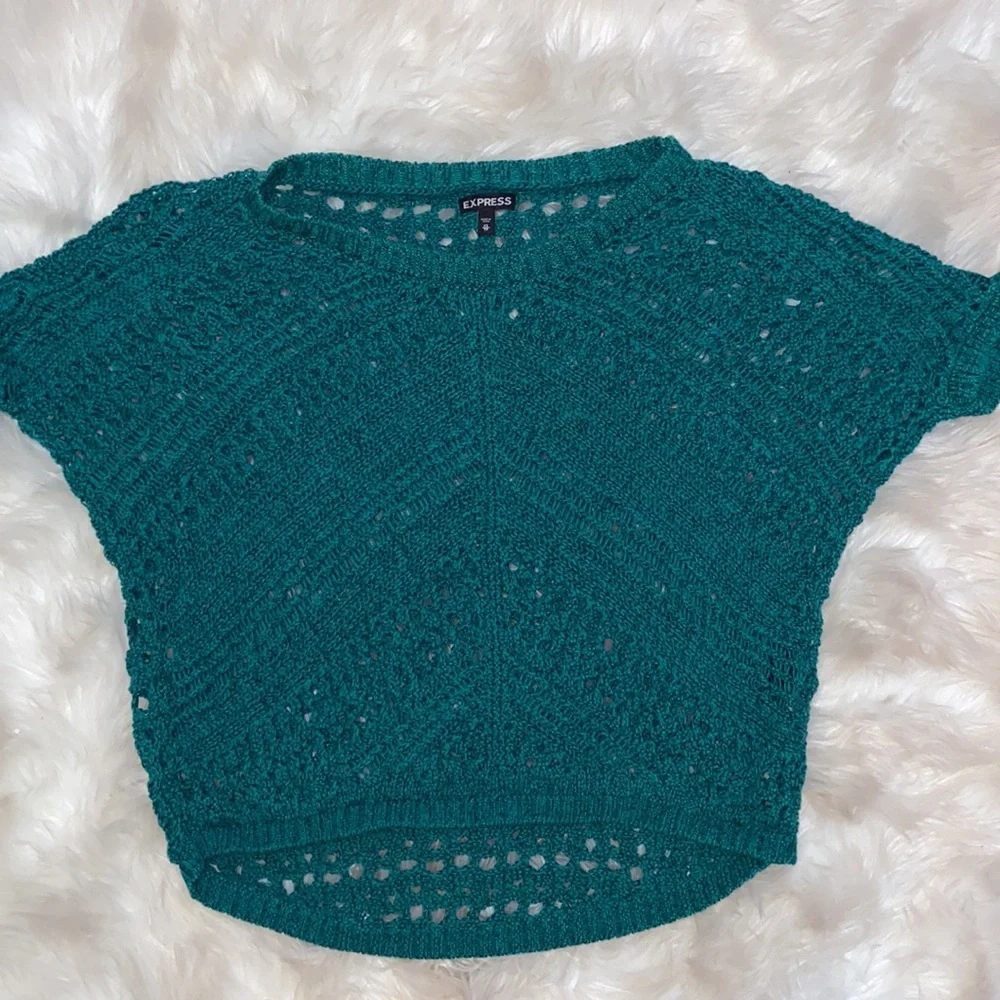Express Emerald Chunky Open Knit Batwing Sweater XS